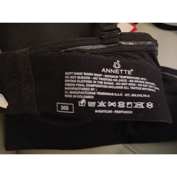 NWT 36B Annette Strapless Convertible Black Padded Underwired Wide Band - Picture 3 of 4